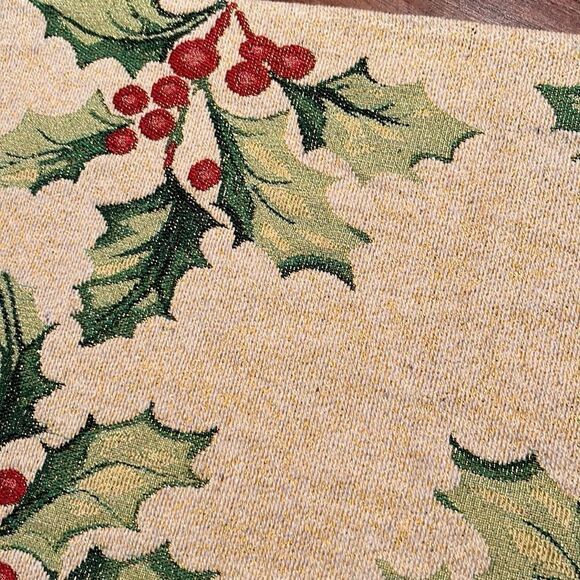 Set of 2 Christmas Holly Tapestry Table Placemats - Picture 7 of 13